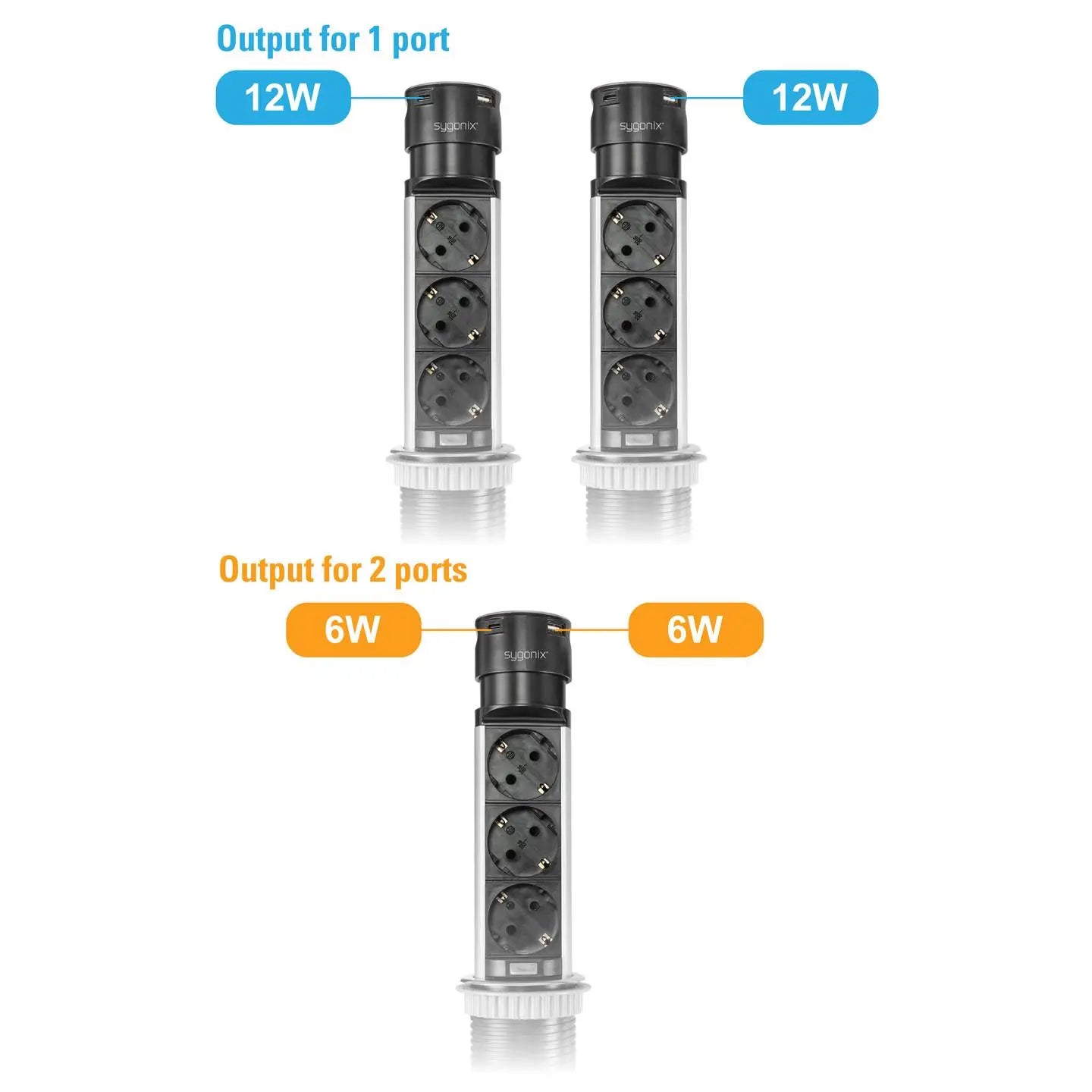 B-Ware Sygonix Steckdosenturm Steckdosenleiste Usb Tisch Schwarz Edelstahl 3 X Schuko - 4064161199382