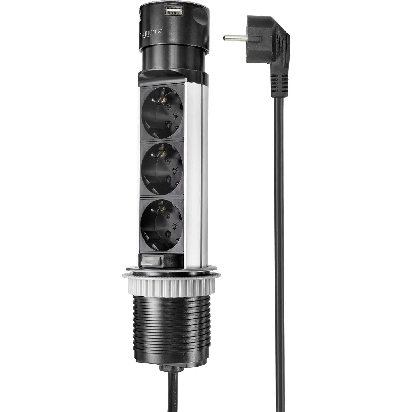 B-Ware Sygonix Steckdosenturm Steckdosenleiste Usb Tisch Schwarz Edelstahl 3 X Schuko - 4064161199382