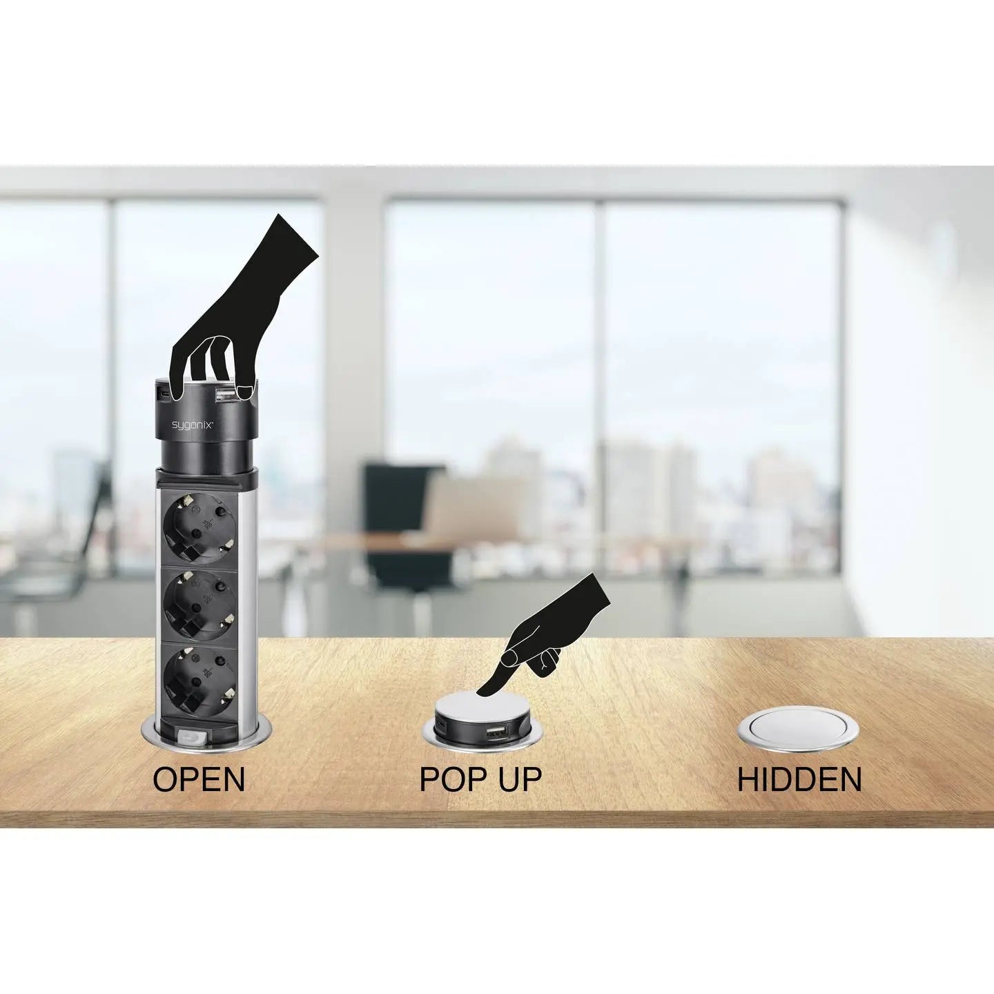 B-Ware Sygonix Steckdosenturm Steckdosenleiste Usb Tisch Schwarz Edelstahl 3 X Schuko - 4064161199382