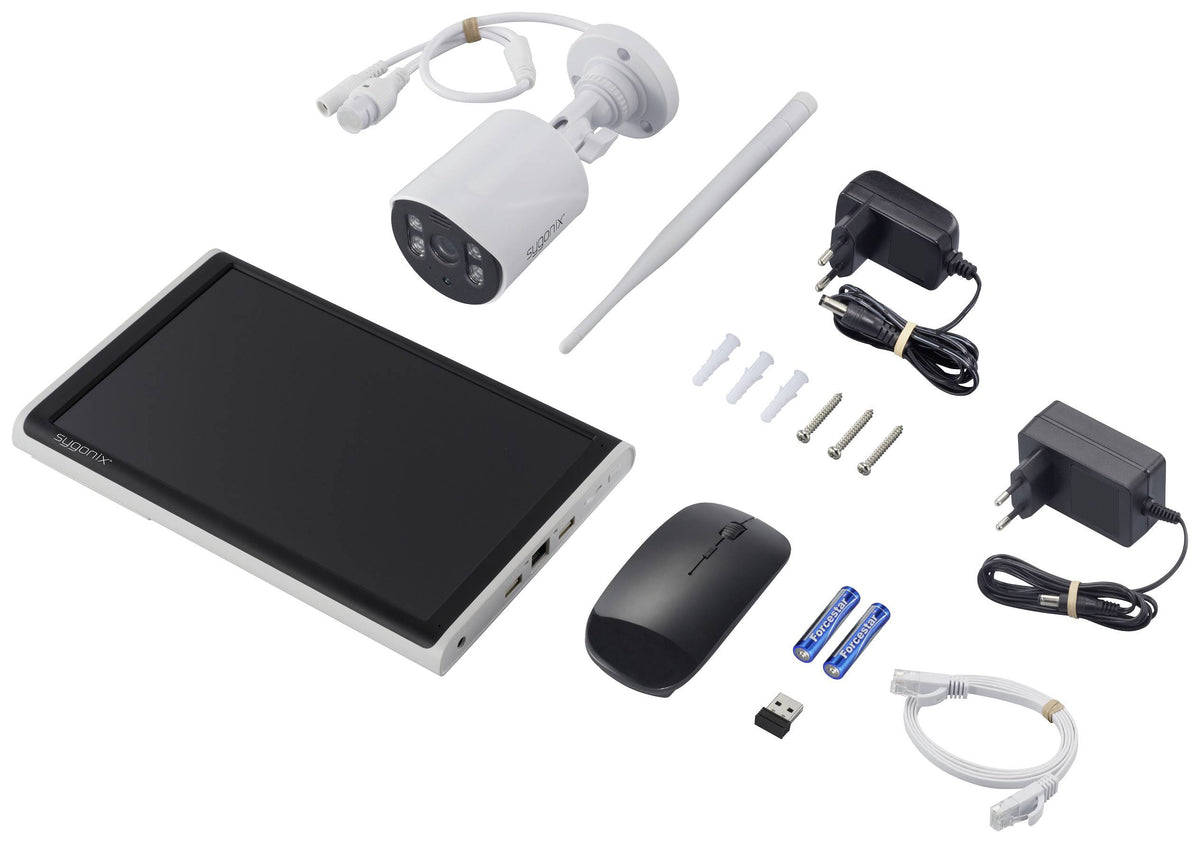 Sygonix Überwachungsset Kamera Funkkamera LCD Monitor IP65 Schwarz 1080p Cam - 4064161326078
