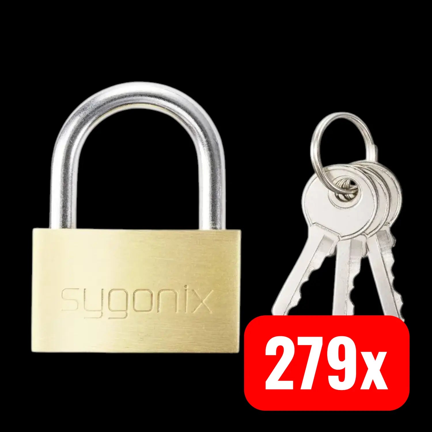 B-Ware Sygonix Vorhängeschloss Schloss 3 Schlüssel Messing Goldgelb 39,8 Mm 279 Stück - 4064161205236