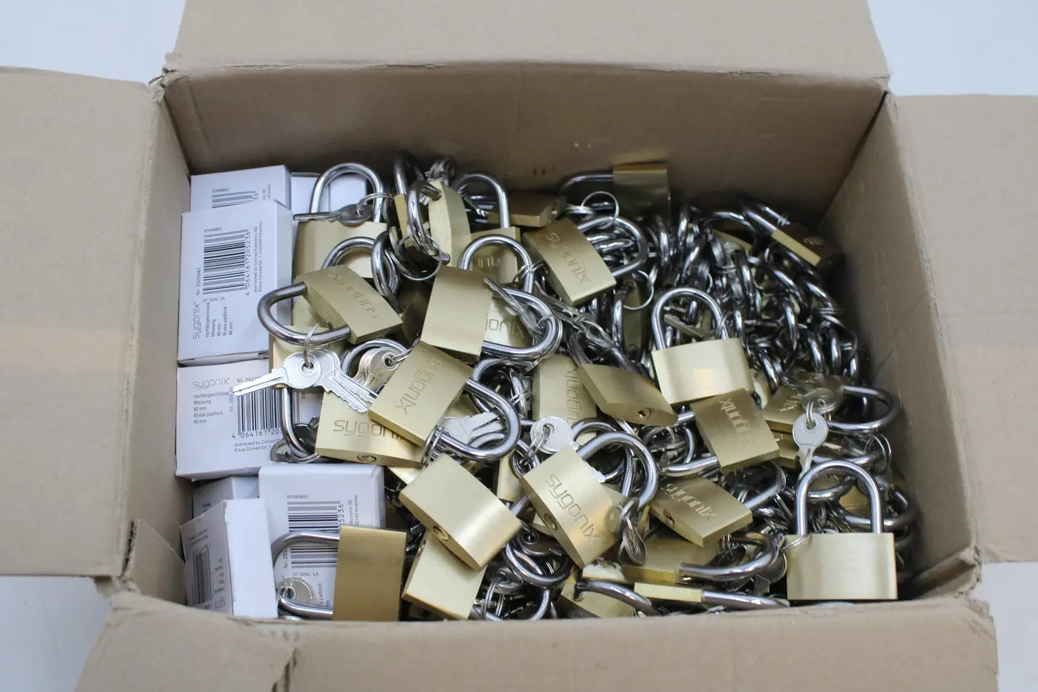B-Ware Sygonix Vorhängeschloss Schloss 3 Schlüssel Messing Goldgelb 39,8 Mm 279 Stück - 4064161205236
