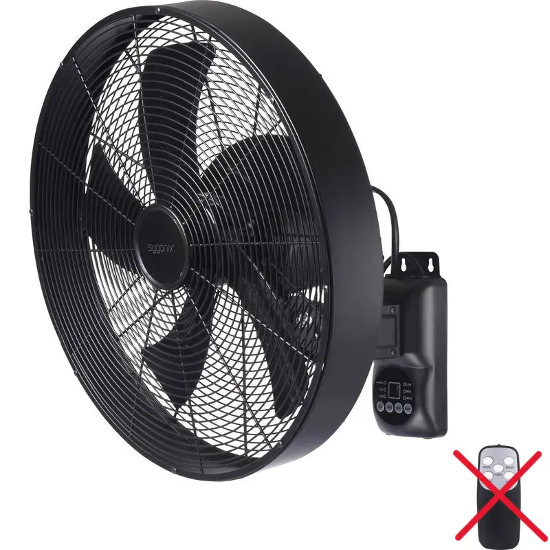 B-Ware Sygonix Wandventilator Lüfter Schwarz 45cm Fernbedienung Timer Siehe Text/Foto - 4064161389394