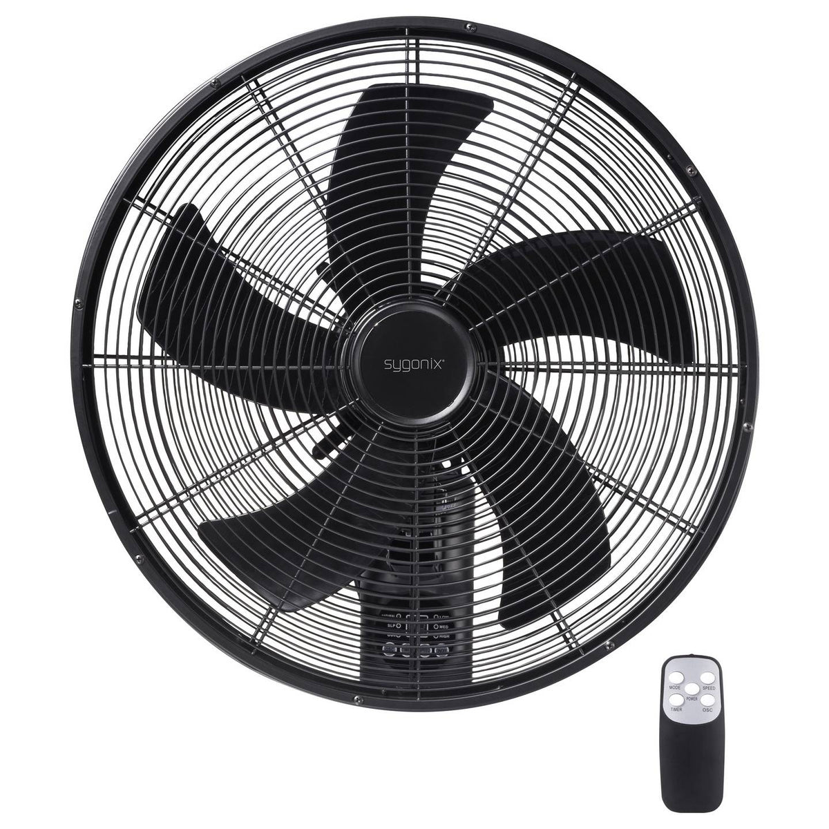 Sygonix Wandventilator Lüfter Schwarz 45cm Fernbedienung Timer Oszillierend 300 - 4064161389394