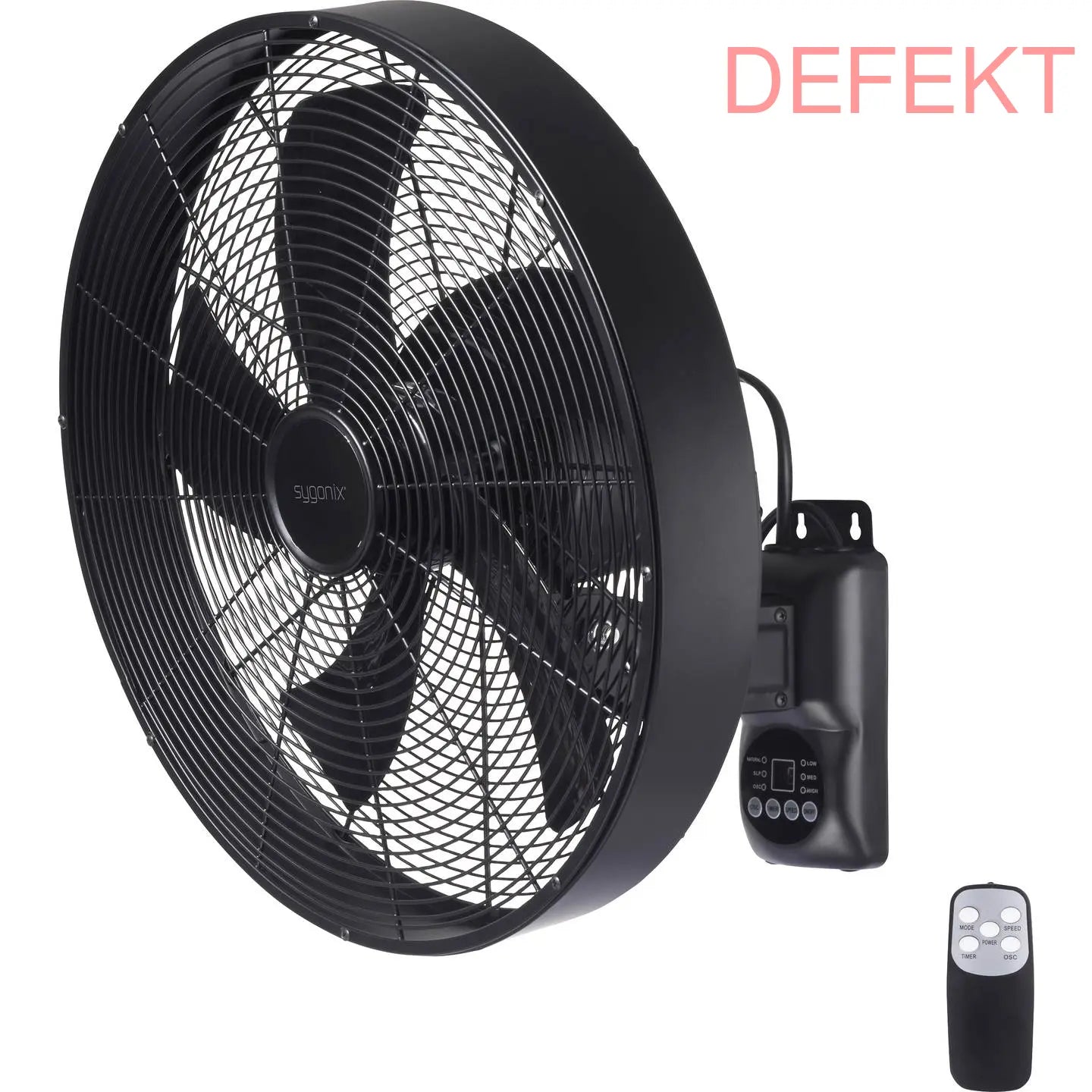 D-Ware Sygonix Wandventilator Lüfter Schwarz 45cm Fernbedienung Timer 50 W Defektware - 4064161389394
