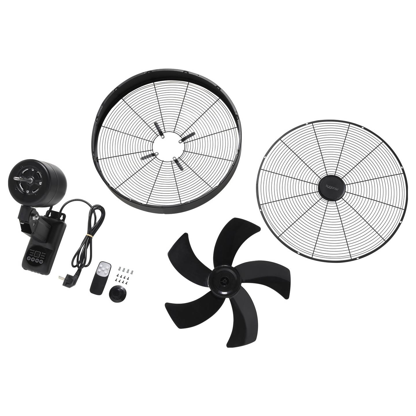 B-Ware Sygonix Wandventilator Lüfter Schwarz 45cm Fernbedienung Timer Oszillierend 50 W - 4064161389394