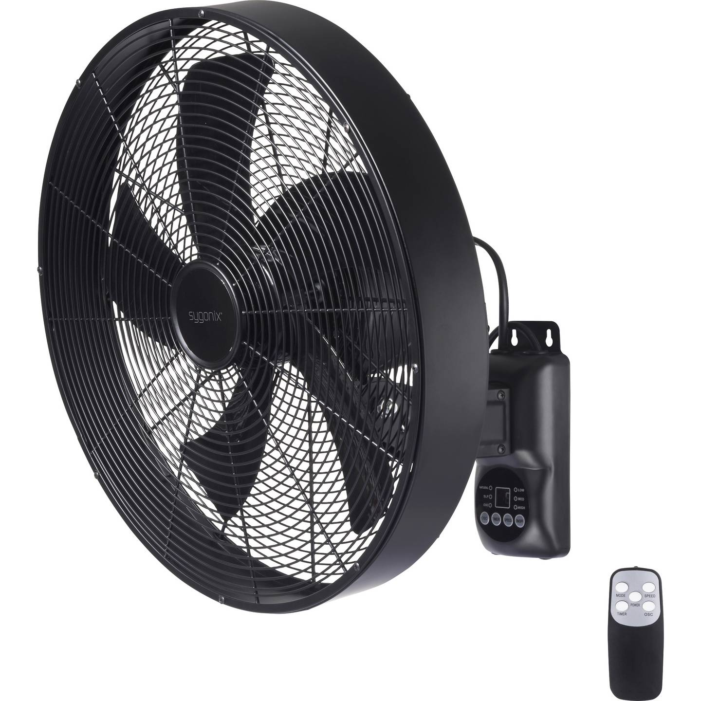 B-Ware Sygonix Wandventilator Schwarz 45cm Fernbedienung Oszillierend 50 W Siehe Text - 4064161389394