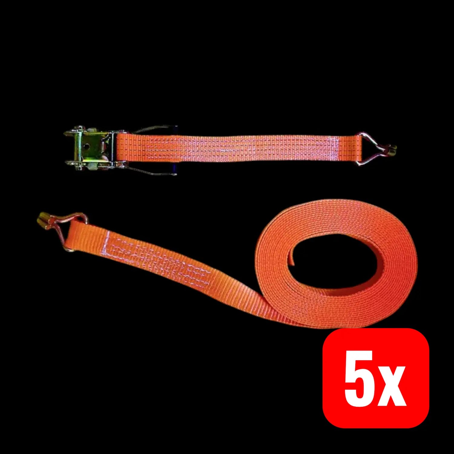 B-Ware Target Zurrgurt Spanngurt Ratsche Polyester Orange U Profil 8 M 2 Teilig 5 Stück - 4260170160355