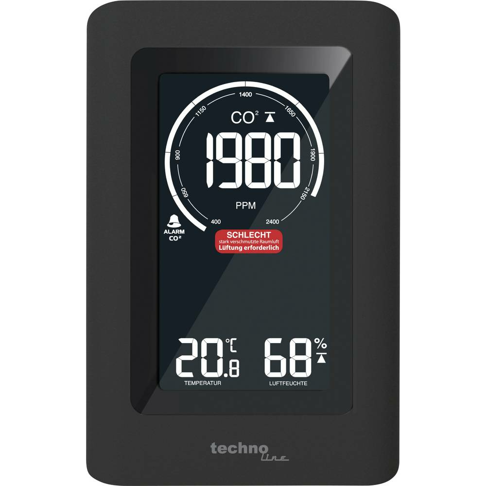 Techno Line Co2 Messgerät Anzeige Luftqualität Lufttester Kohlendioxid Detektor B-Ware
