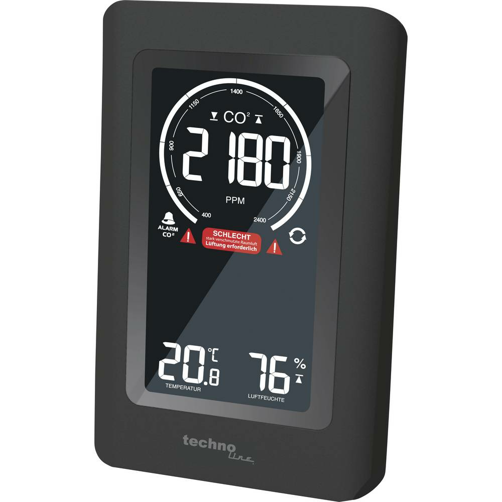 Techno Line Co2 Messgerät Anzeige Luftqualität Lufttester Kohlendioxid Detektor B-Ware
