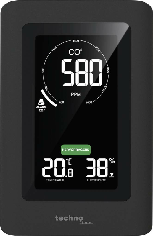 Techno Line Co2 Messgerät Anzeige Luftqualität Lufttester Kohlendioxid Detektor B-Ware