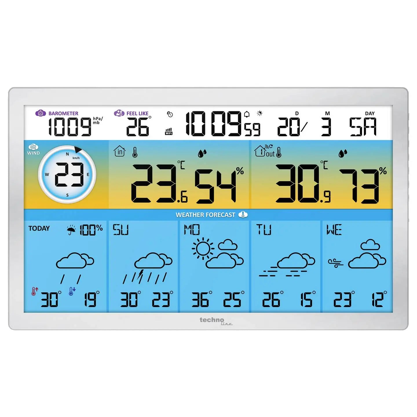 B-Ware Techno Line Funk Wetterstation Station Wlan Wetterdaten Außensender Wd2500 - 4029665425009