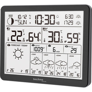 B-Ware Techno Line Wetterstation Station Wlan Tuya Schwarz Außentemperatur Display