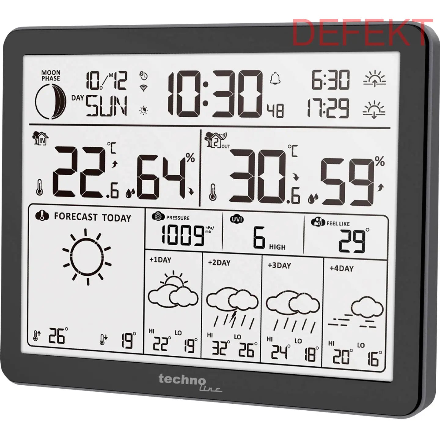 D-Ware Techno Line Wetterstation Station Wlan Tuya Schwarz Außentemperatur Defektware - 4029665430010