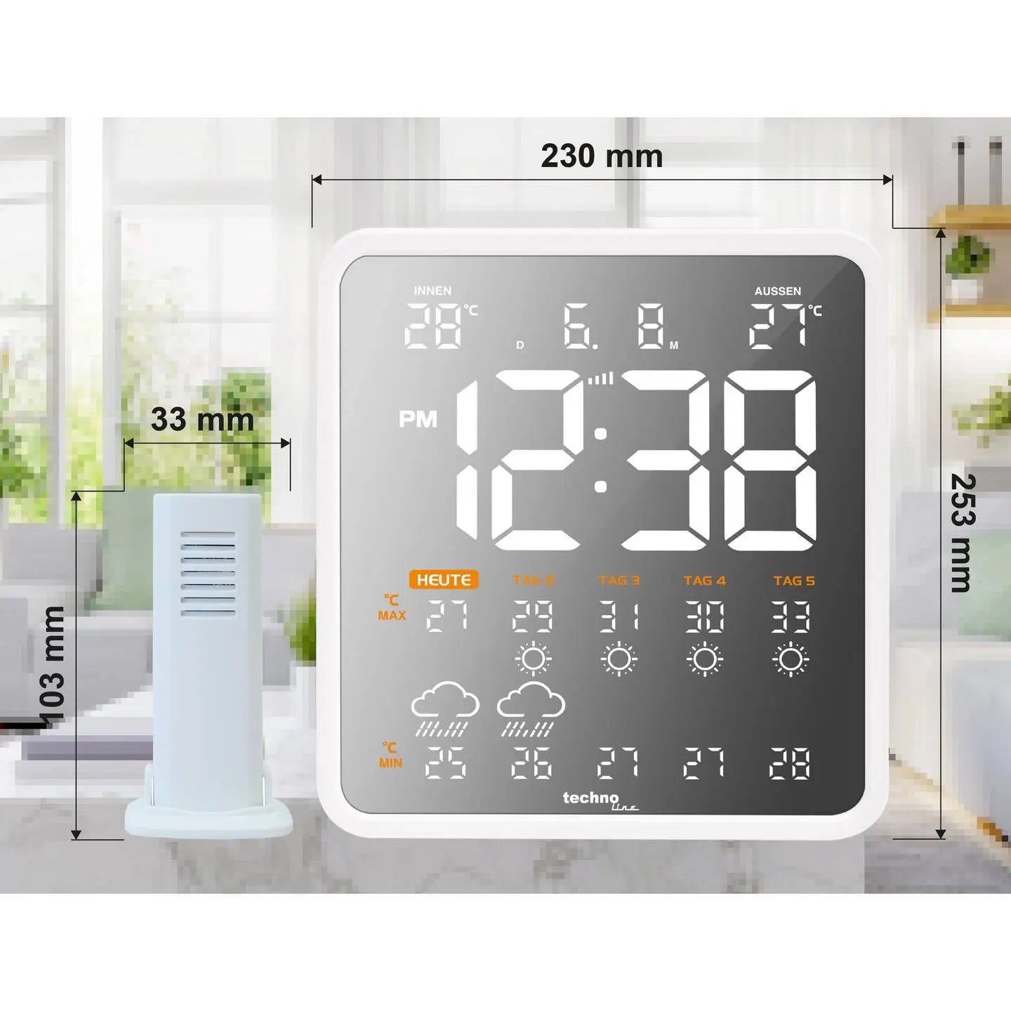 B-Ware Techno Line Wetterstation Funkstation Synonym Wlan Tuya Station Außensender Weiß - 4029665030357