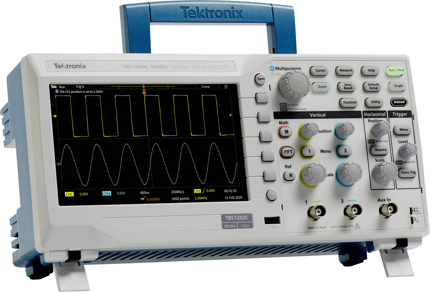 Tektronix Tbs1052 C Digital Oszilloskop Kalibriert 50 M Hz 1 G Sa/S 20 Kpts 8 Bit B-Ware