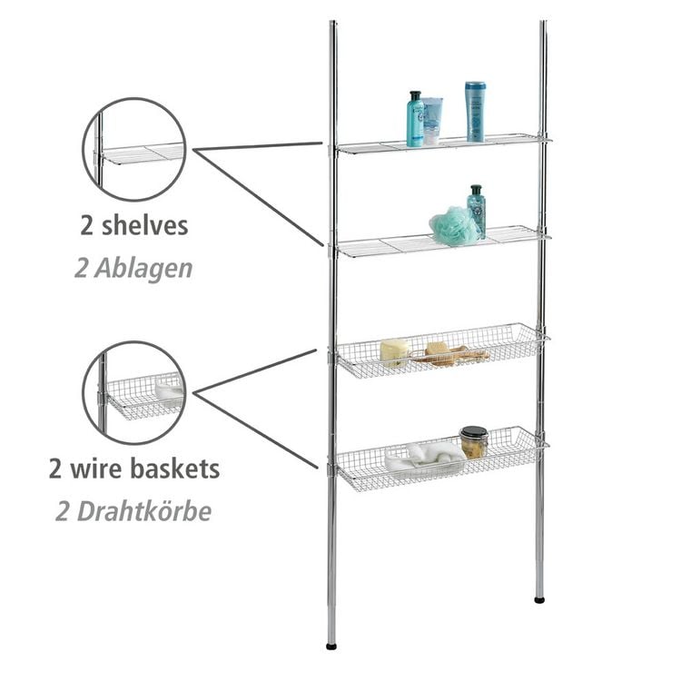 Wenko Teleskopregal Regal Ellera Chrom 65-285cm hohe Stabilität 71cm 20cm - 4008838185971