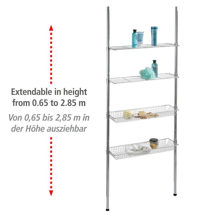 Wenko Teleskopregal Regal Ellera Chrom 65-285cm hohe Stabilität 71cm 20cm - 4008838185971