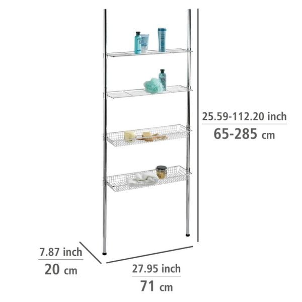 Wenko Teleskopregal Regal Ellera Chrom 65-285cm hohe Stabilität 71cm 20cm - 4008838185971