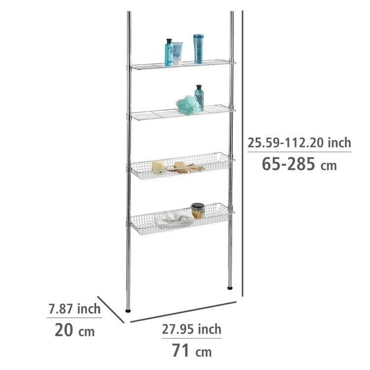 Wenko Teleskopregal Regal Ellera Chrom 65-285cm hohe Stabilität 71cm 20cm - 4008838185971
