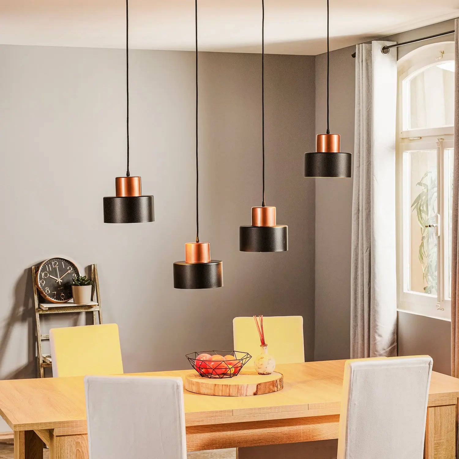 B-Ware Temar Lighting Pendellampe Olla Lampe Schwarz Kupfer Vierflammig Beleuchtung - 5907623620576