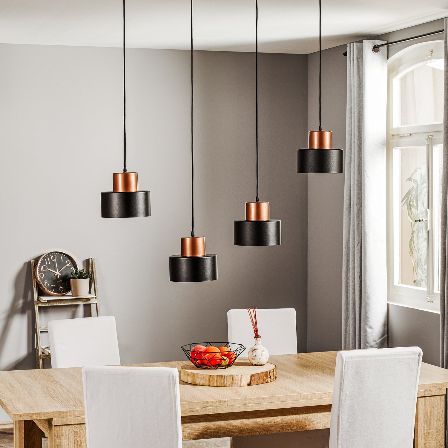 B-Ware Temar Lighting Pendellampe Olla Lampe Schwarz Kupfer Vierflammig Beleuchtung - 5907623620576