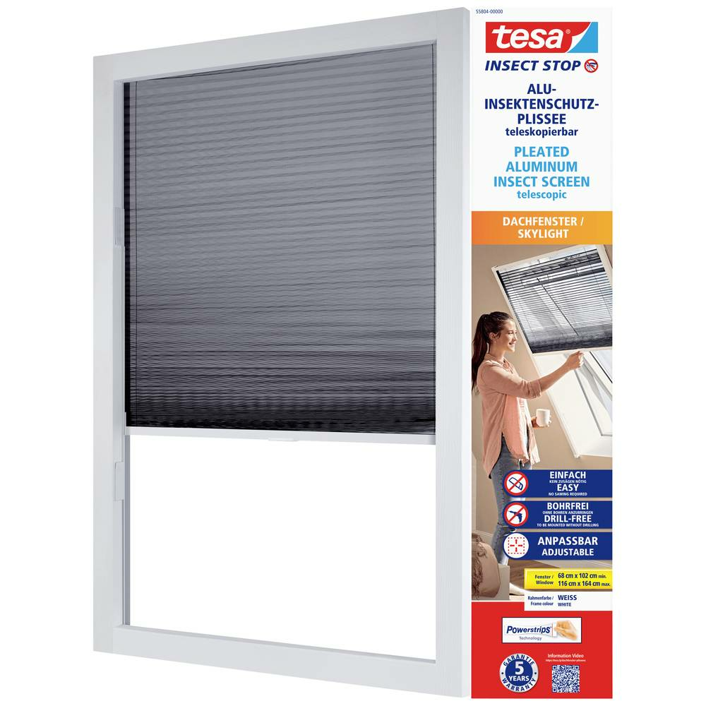 B-Ware Tesa Alu Insektenschutz Plissee Insektenschutzrollo Dachfenster Innen L 160 Cm   - 4063565159510