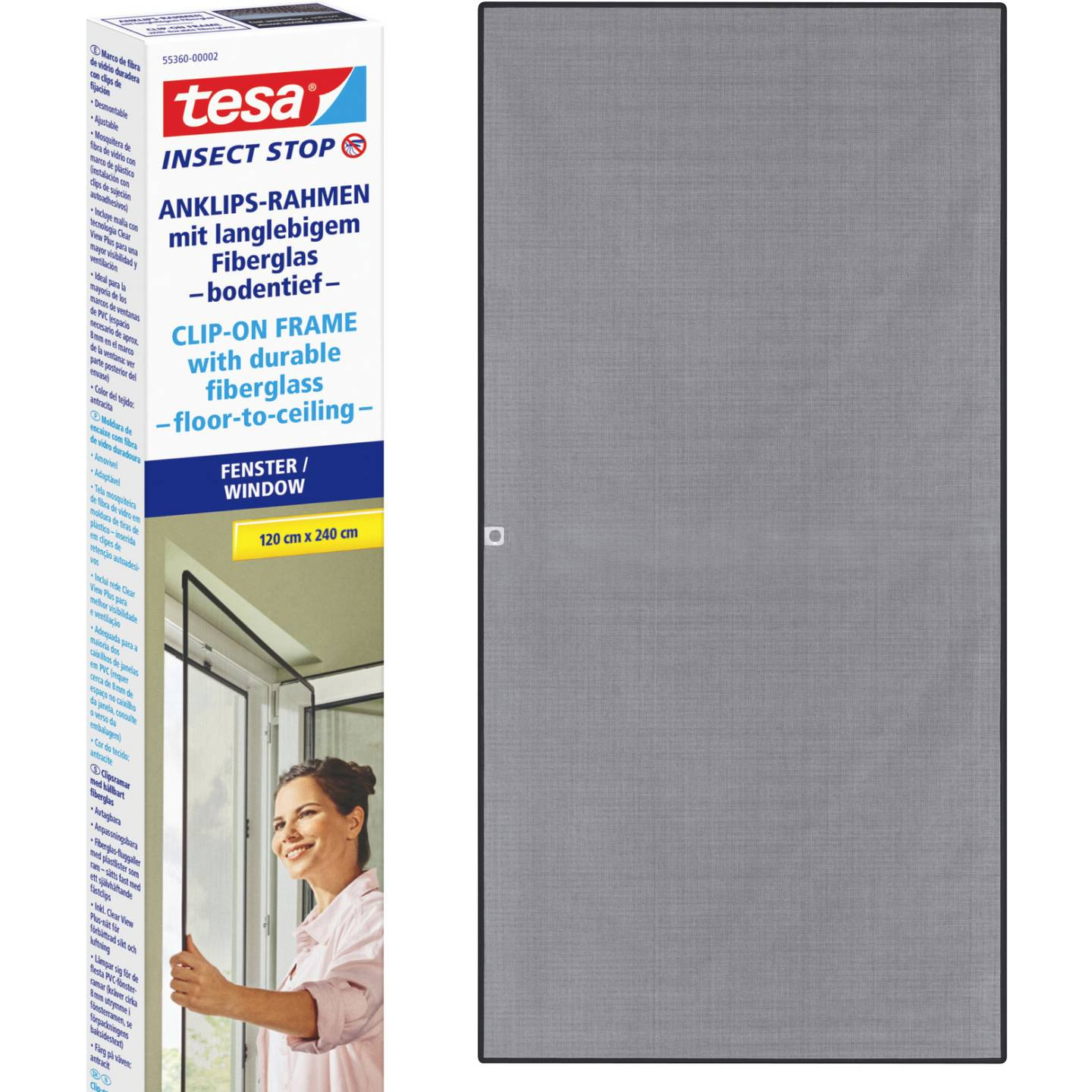 B-Ware Tesa Insect Stop Anklipsrahmen Fliegengitter Fenster Insektenschutz 1.2x2.4m - 4063565428418