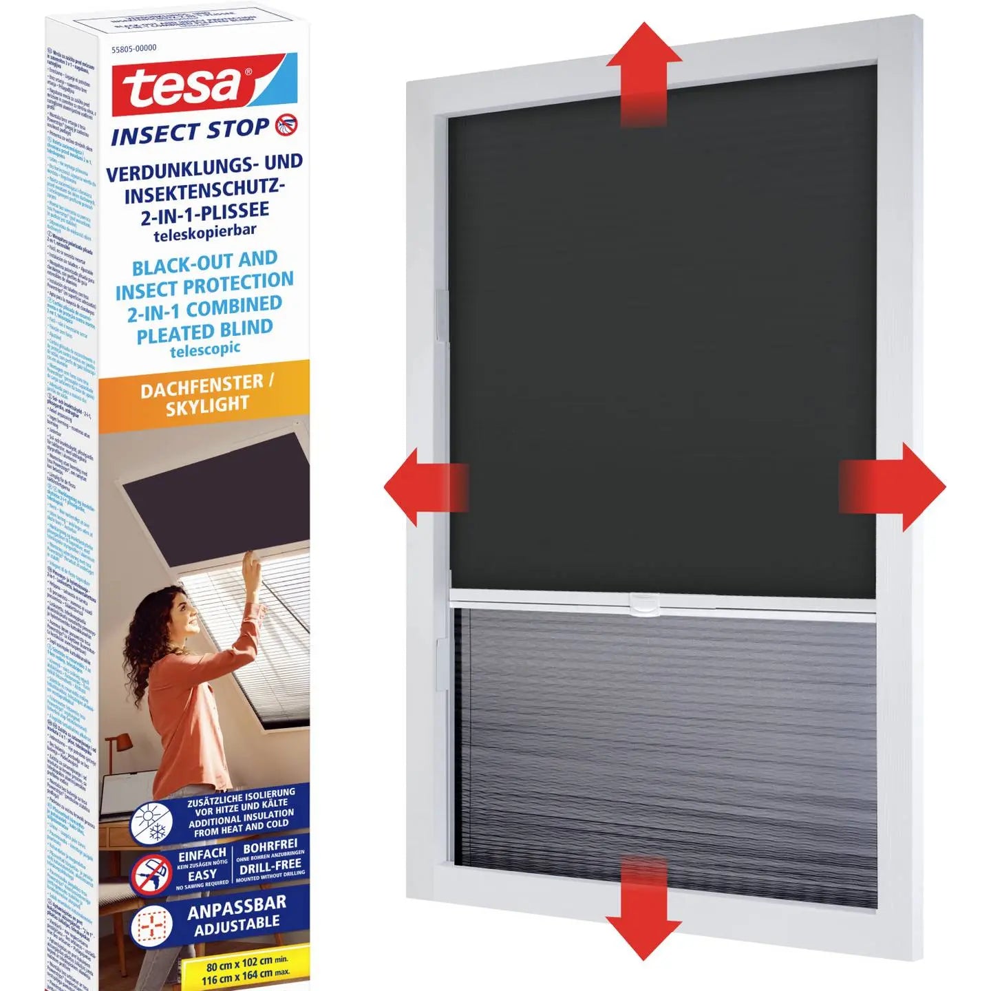 B-Ware Tesa Fliegengitter Insektenschutz 2in1 Plissee Dachfenster Verdunklungsplissee  - 4063565258480