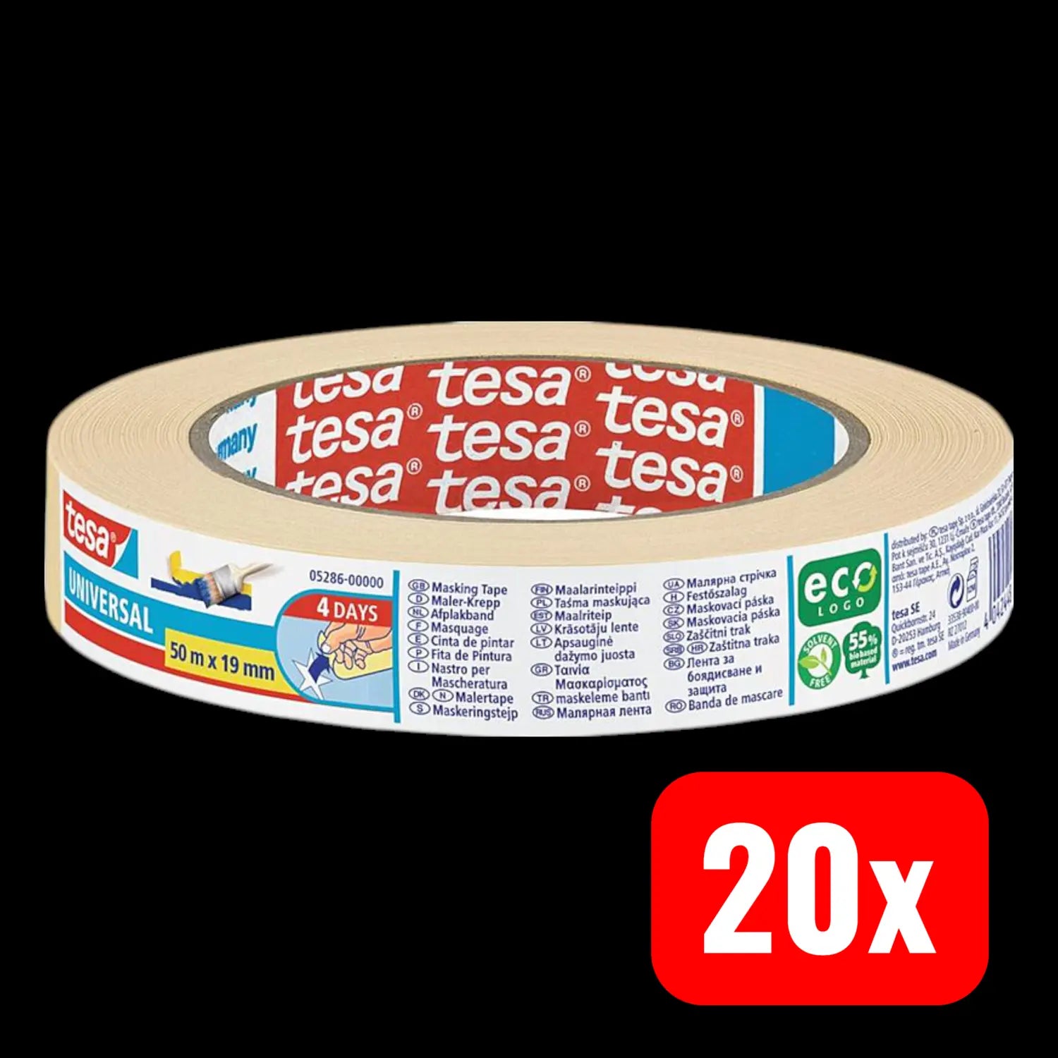 B-Ware Tesa 604765 Kreppband Krepp Beige 50 M X 19 Mm Rolle 50 M 20 Stück - 4042448804839