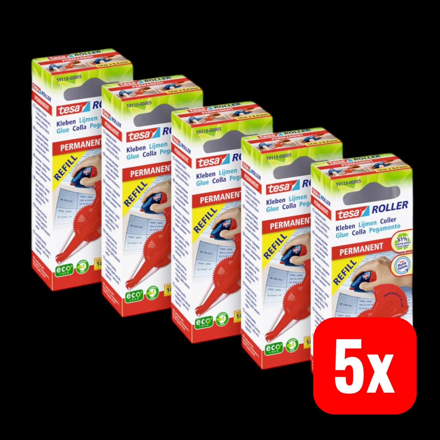 B-Ware Tesa 5er Nachfüllkassette Eco Logo Permanent Kleberoller Nachfüll Kassette 5 Sets - 4063565133206