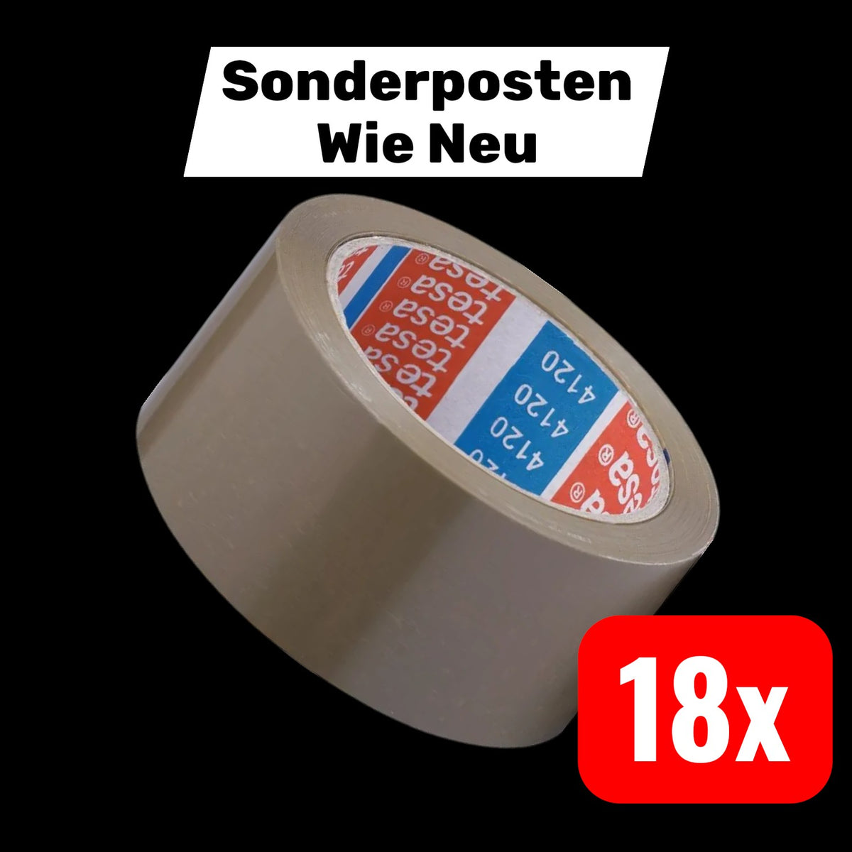 tesa Verpackungsklebeband 4120 Packband PVC Klebeband 66 m 50 mm beige 18 Stück - 4005800003400