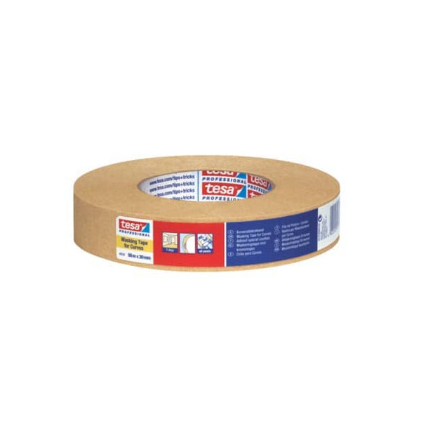 B-Ware Tesa Kreppband Abdeckband Papier Kurvenabdeckband Chamois 50m×30mm 4319  - 4005800004988