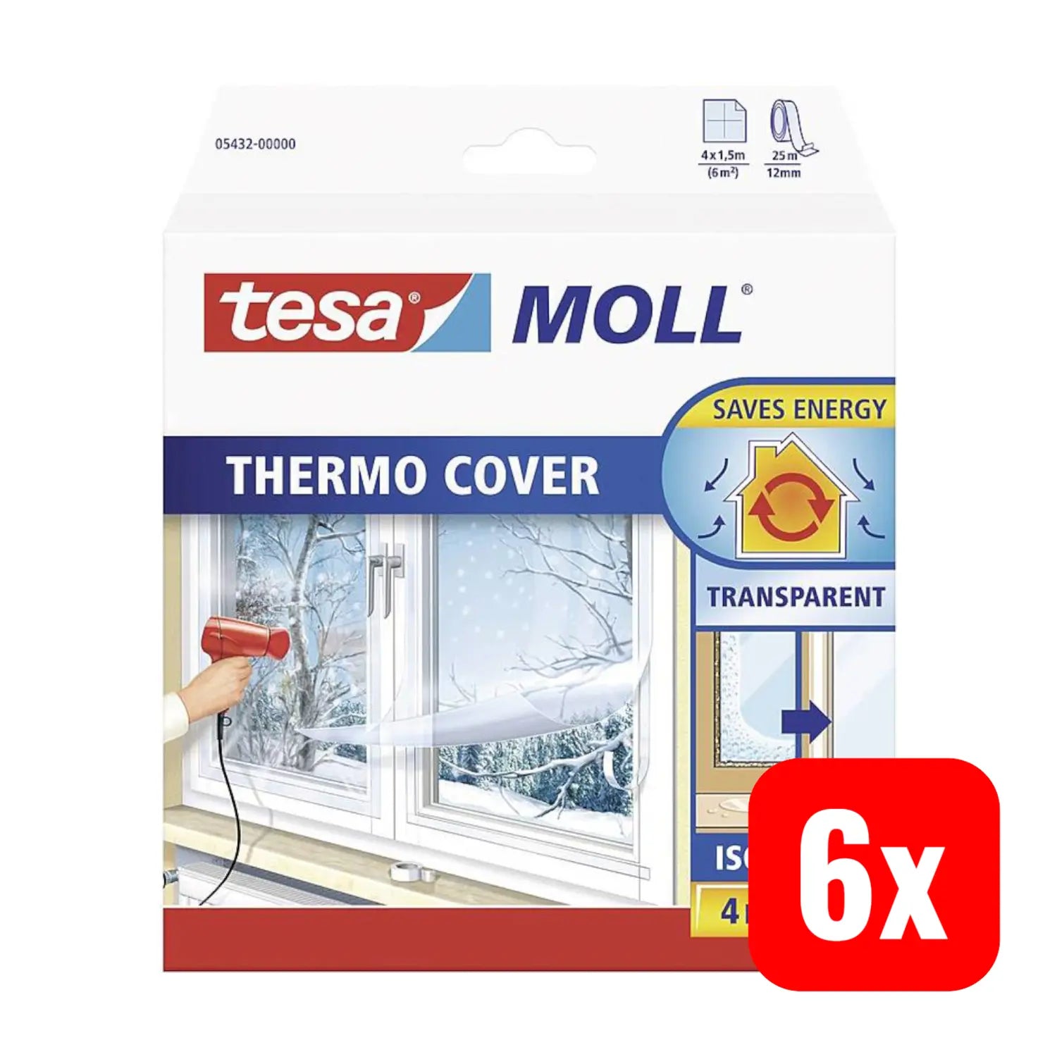 B-Ware Tesa 05432 00 Tesamoll Isolierfolie Thermo Cover Transparent 4 M X 1.5 M 6 Stück - 4042448043986