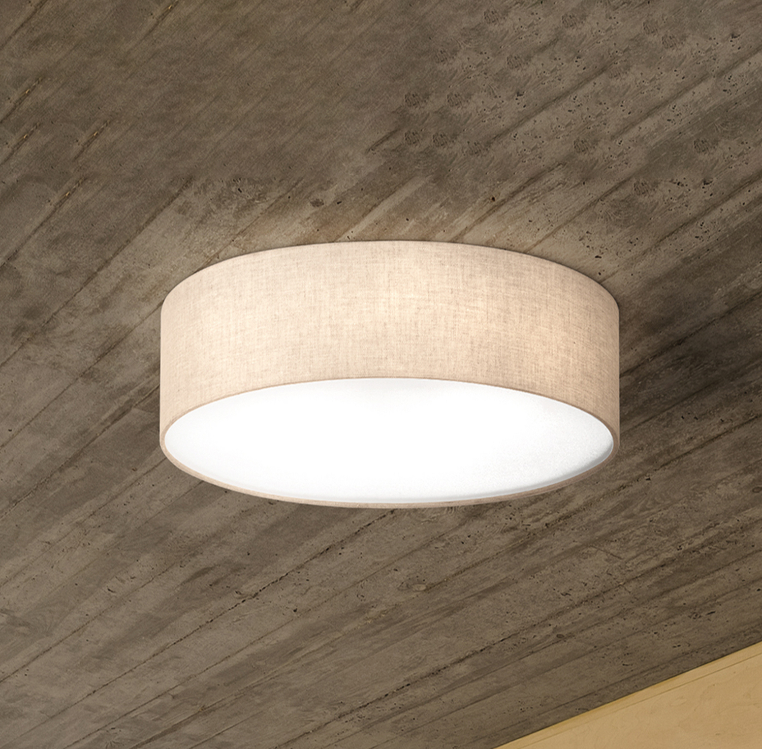 Plafonnier textile Fischer &amp; Honsel Thor, abat-jour en tissu, diamètre 60 cm, produit d'occasion. 