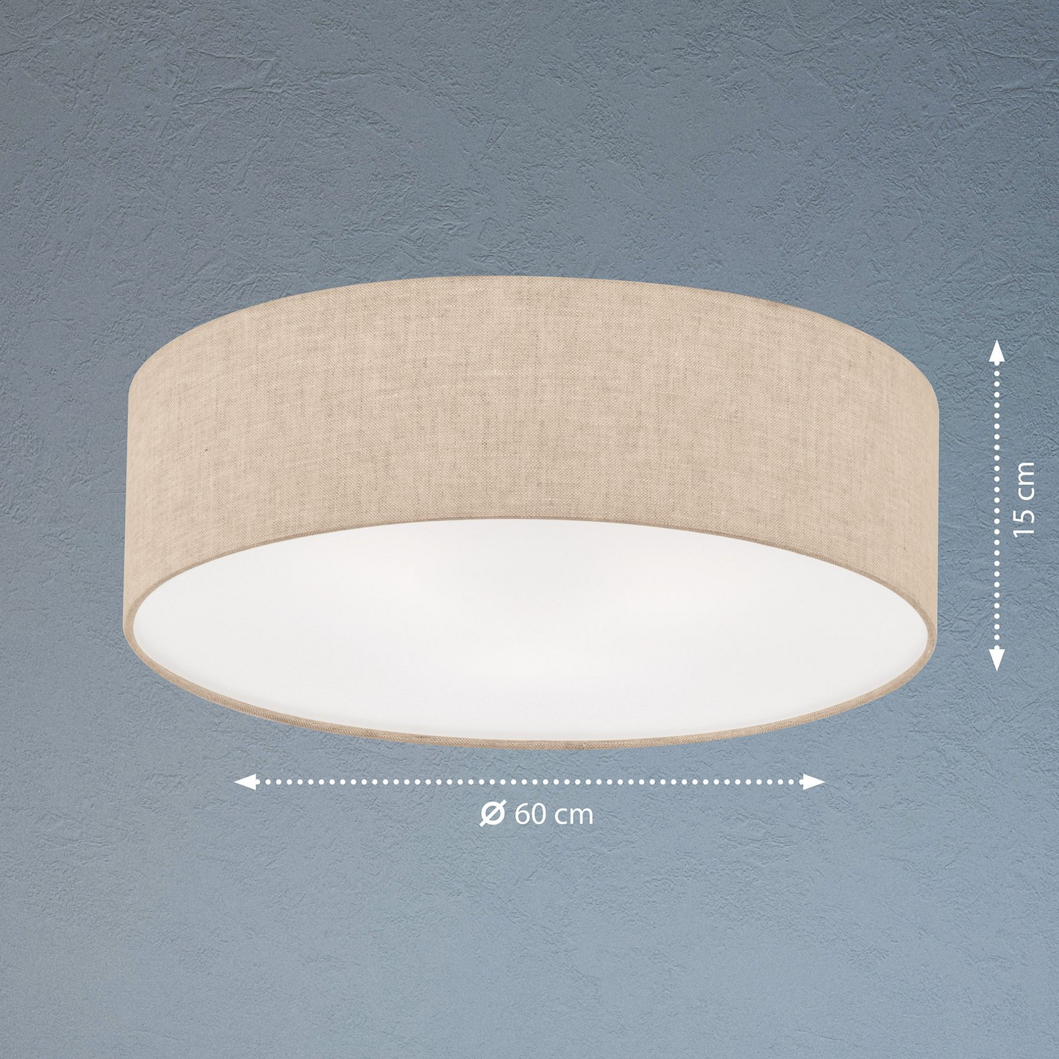 Plafonnier textile Fischer &amp; Honsel Thor, abat-jour en tissu, diamètre 60 cm, produit d'occasion. 
