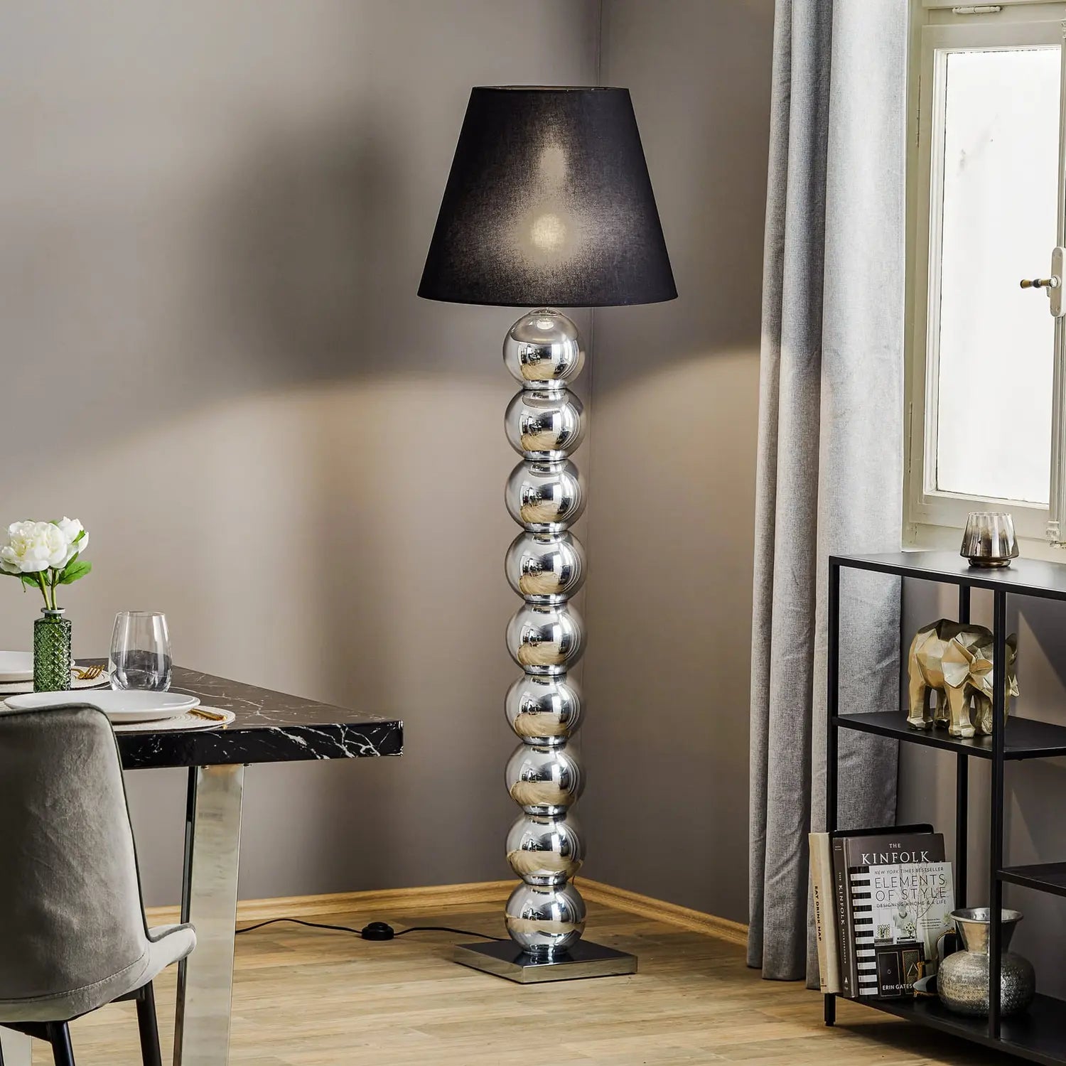 B-Ware Textil Stehlampe Fulda Schirm Schwarz Fuß Chrom Stehleuchte Lampe Leuchte Spot - 5902553217087