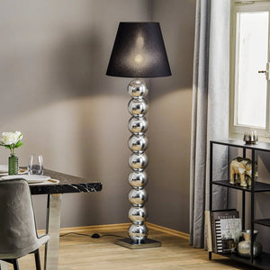 B-Ware Textil Stehlampe Fulda Schirm Schwarz Fuß Chrom Stehleuchte Lampe Leuchte Spot