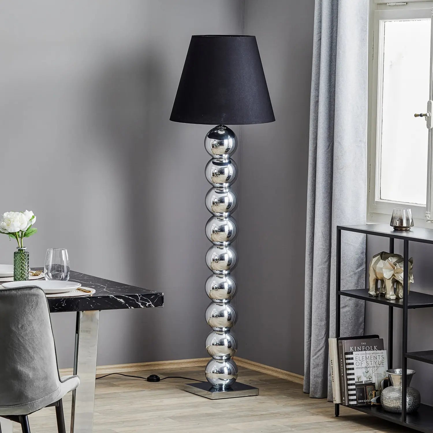 B-Ware Textil Stehlampe Fulda Schirm Schwarz Fuß Chrom Stehleuchte Lampe Leuchte Spot - 5902553217087