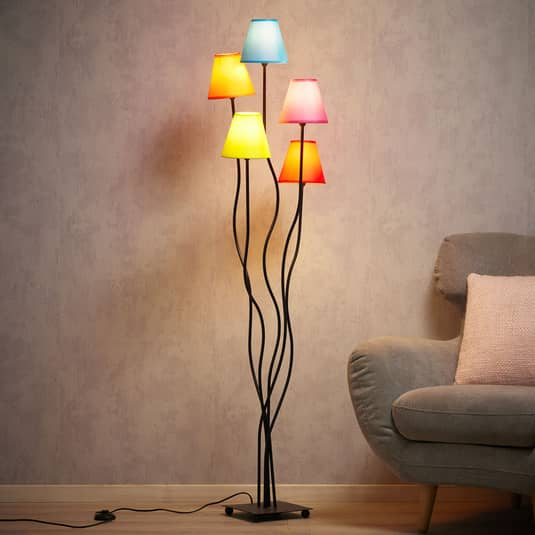 B-Ware Näve Textil Stehleuchte Colori Stehlampe Lampe Leuchte 230 V E14  5 Flammig Bunt - 4003222803882