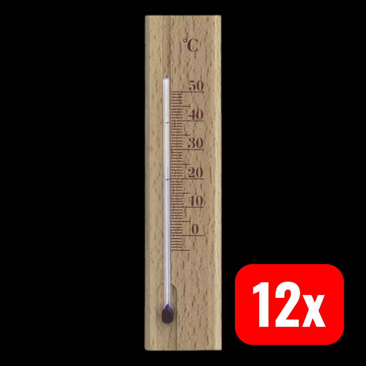 TFA Innenthermometer Temperaturmesser Thermometer Buche analog 12 STÜCK - 4009816010063