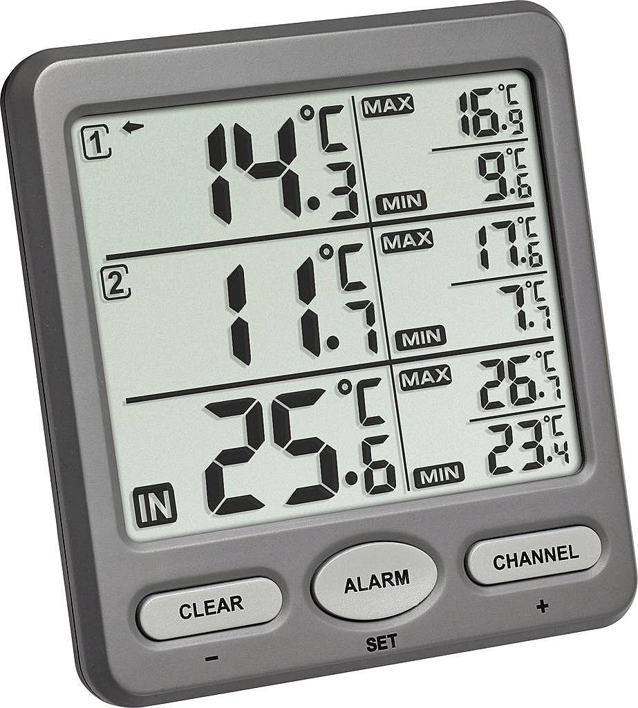 Tfa Trio Funk Thermometer 3 Fache Temperaturkontrolle Temperatur Funk Anthrazit  B-Ware