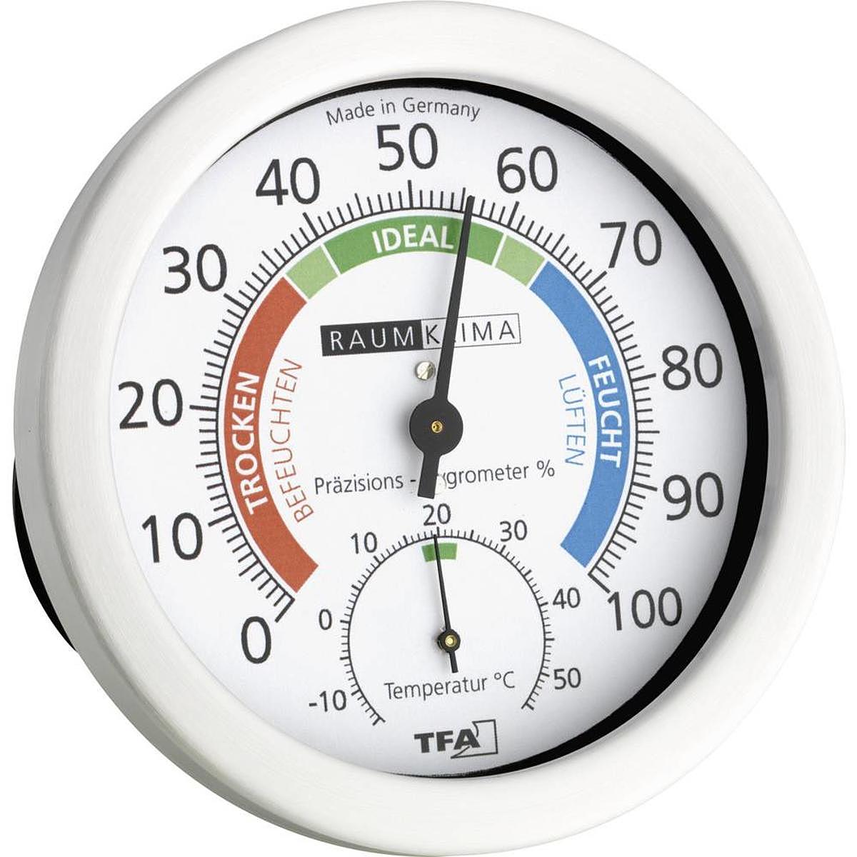 B-Ware Tfa Tisch Wand Thermo /Hygrometer Klimakontrolle Innenluftfeuchte Weiß 3 Stück - 4009816020963