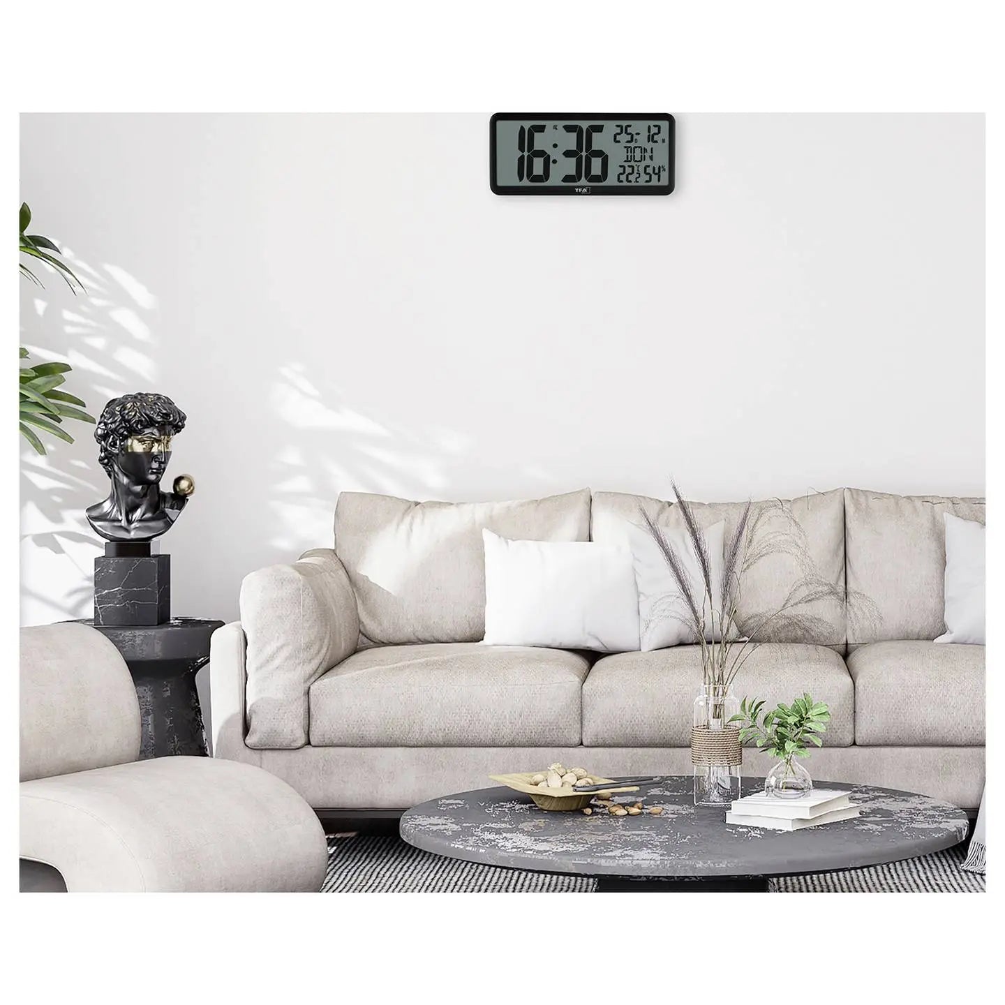 B-Ware Tfa Wanduhr Uhr Digital Funk Raumklima Temperatur Feuchtigkeit Schwarz - 4009816043450