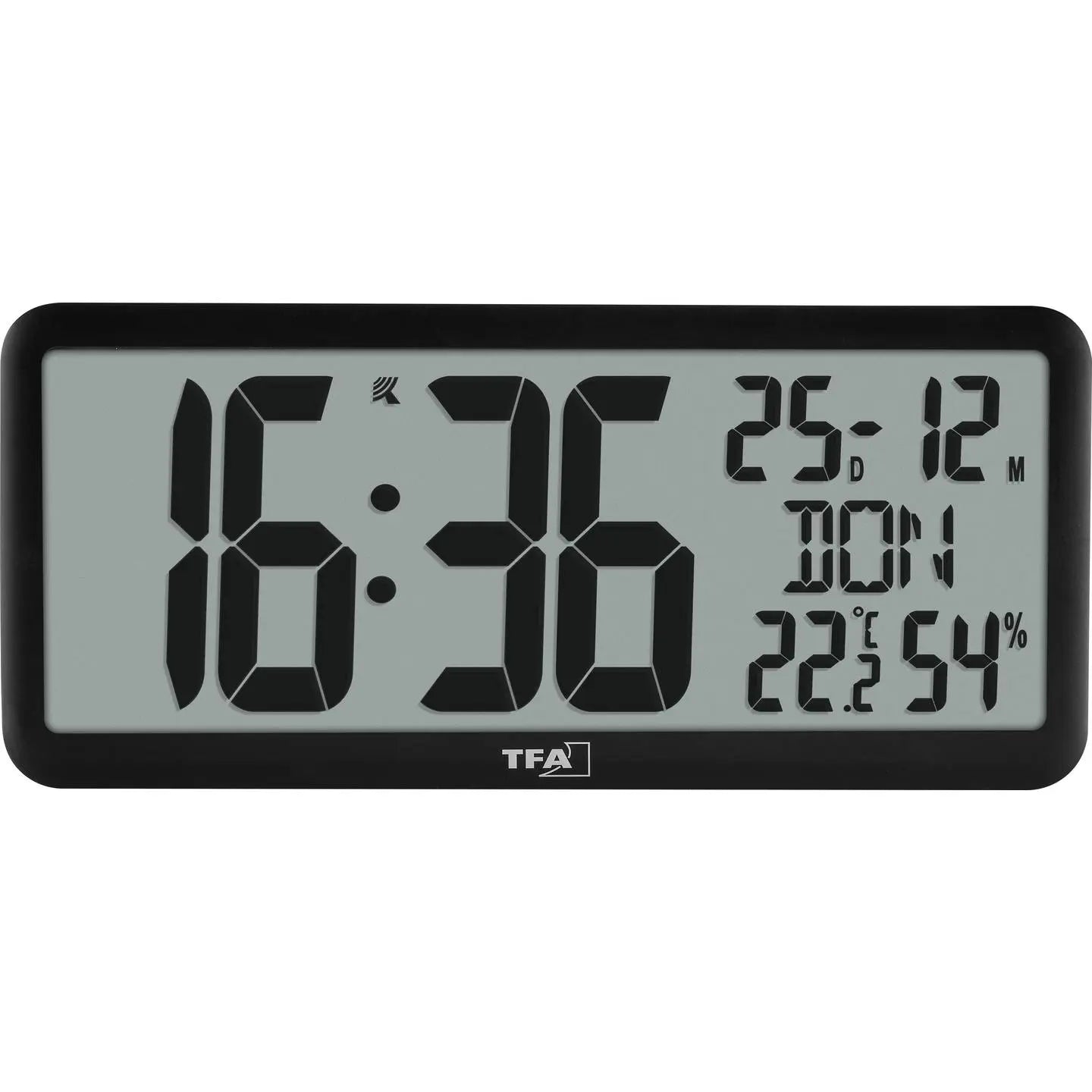 B-Ware Tfa Wanduhr Uhr Digital Funk Raumklima Temperatur Feuchtigkeit Schwarz - 4009816043450
