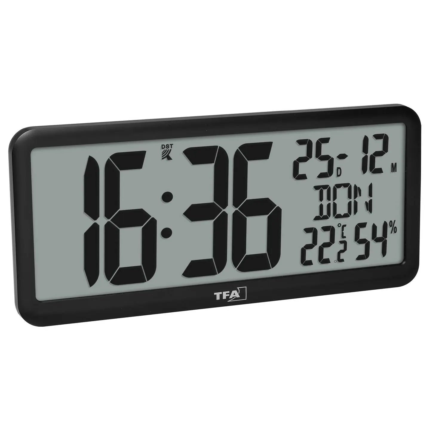 B-Ware Tfa Wanduhr Uhr Digital Funk Raumklima Temperatur Feuchtigkeit Schwarz - 4009816043450