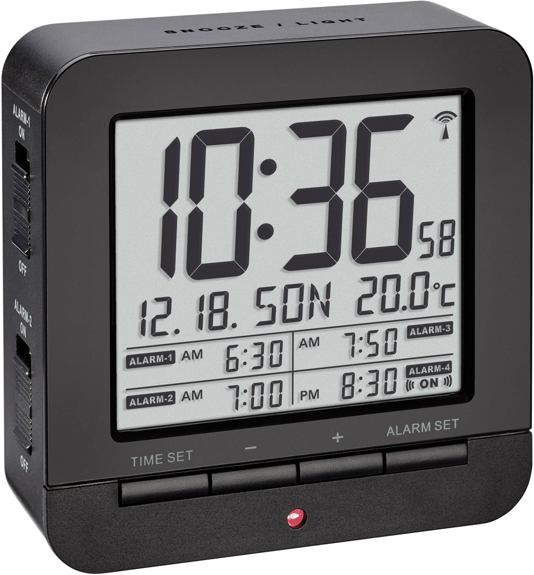 Tfa Dostmann 60.2536.01 Funk Wecker Schwarz Alarmzeiten Mit Temperatur B-Ware