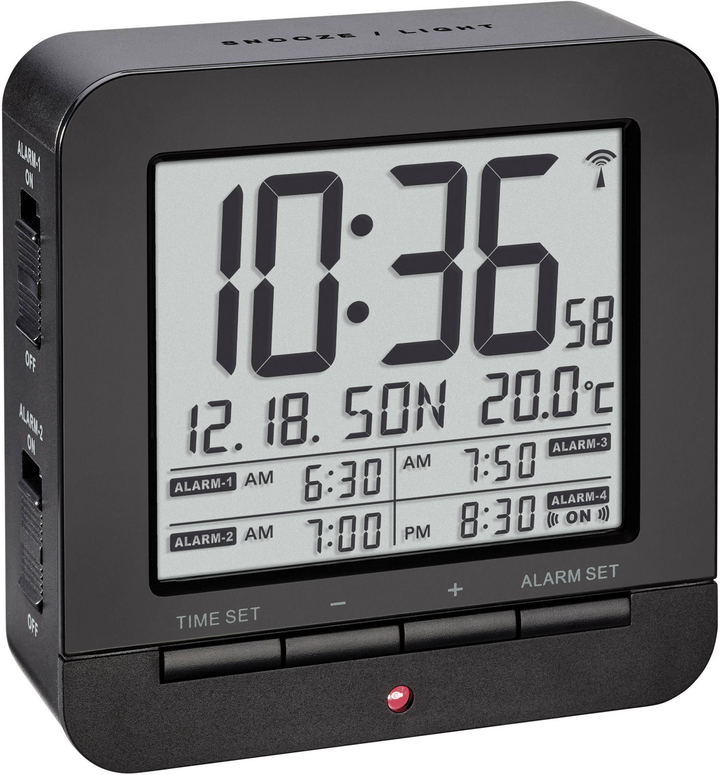 Tfa Dostmann 60.2536.01 Funk Wecker Schwarz Alarmzeiten Mit Temperatur B-Ware