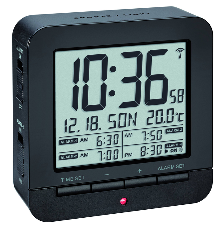 Tfa Dostmann 60.2536.01 Funk Wecker Schwarz Alarmzeiten Mit Temperatur B-Ware