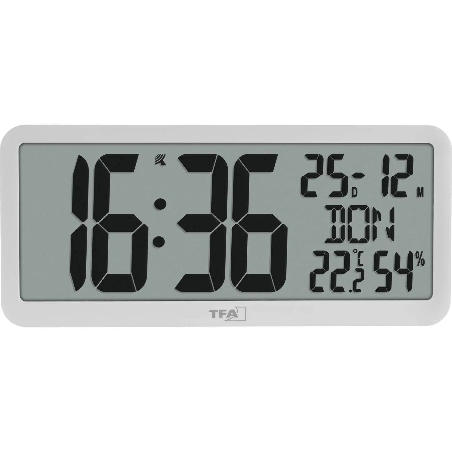 B-Ware Tfa Dostmann Wanduhr Uhr Funkuhr Digital Weiß Großes Display Innentemperatur - 4009816043474